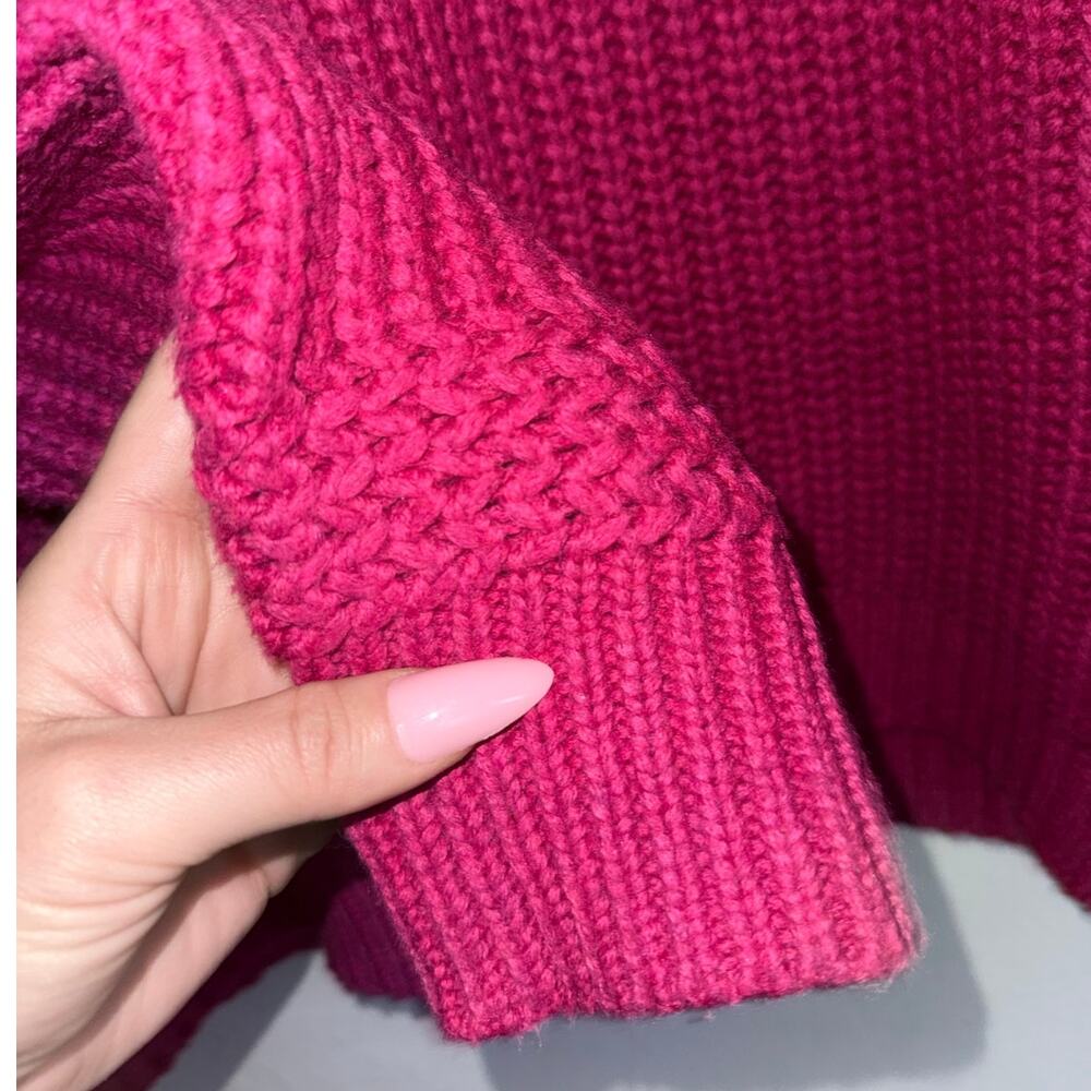 MARINE LAYER pink Oversized Crewneck chunky knit cotton merino wool sweater top - Picture 9 of 10